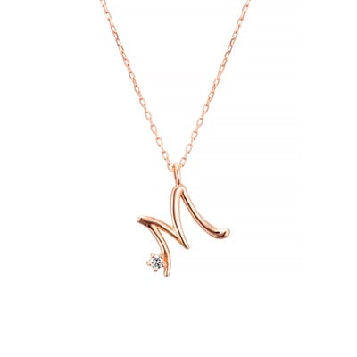 4℃ ヨンドシー 貴金属・宝石 ネックレス イニシャル M ピンク
