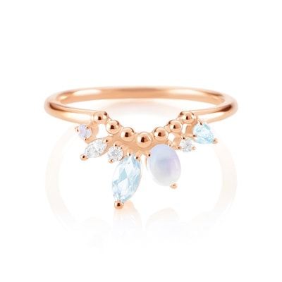4℃　ヨンドシー　K10金　シルバー　コンビ　パール　花　リング K10 4℃アクアゴールド/シルバー リング | 112344143801