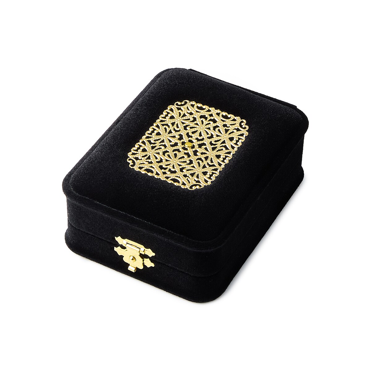 ブラックベルベットに透かしパーツをあしらった限定ケース